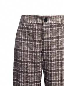 Franclia 2025 New Fall Checkered Pants - Distressed Seams & Button Accents Casual Trousers - Multicolor - View 3