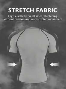 Gym Rark 男士公牛印花插肩短袖运动T恤 男士速干紧身衣 男士氨纶紧身衣 男士速干紧身短袖运动上衣 男士紧身衣 - 淺灰色 - 查看 2