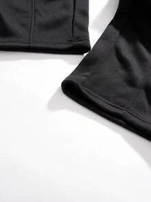 Manfinity ZONE917 Men's Solid Color Loose Elastic Waist Drawstring Pocket Sweatpants - Black - View 4