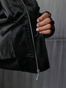 NEON BLANC Men's Solid Color Long Sleeve Zip-Up Casual Baseball Jacket - Black - View 8