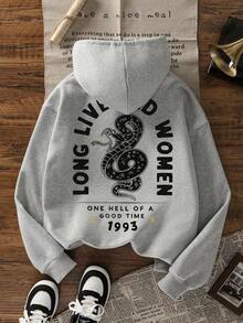 Sudadera con gorro para damas de patrones divertidos, sudadera casual con gorro y mangas largas para otoño-invierno, sudadera cómoda y casual para otoño-invierno, lavable a máquina, atuendo de festividad, cómoda para uso casual, tela suave y elección perfecta - Ceniza de flor ligera - Ver 2