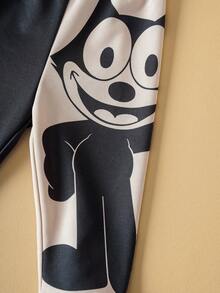 SHEIN Felix The Cat Baby Boy Casual Everyday Commute Funny Cartoon Letter Graphic Contrast Color Sweatshirt And Sweatpants Set, Spring/Autumn - Blue - View 8