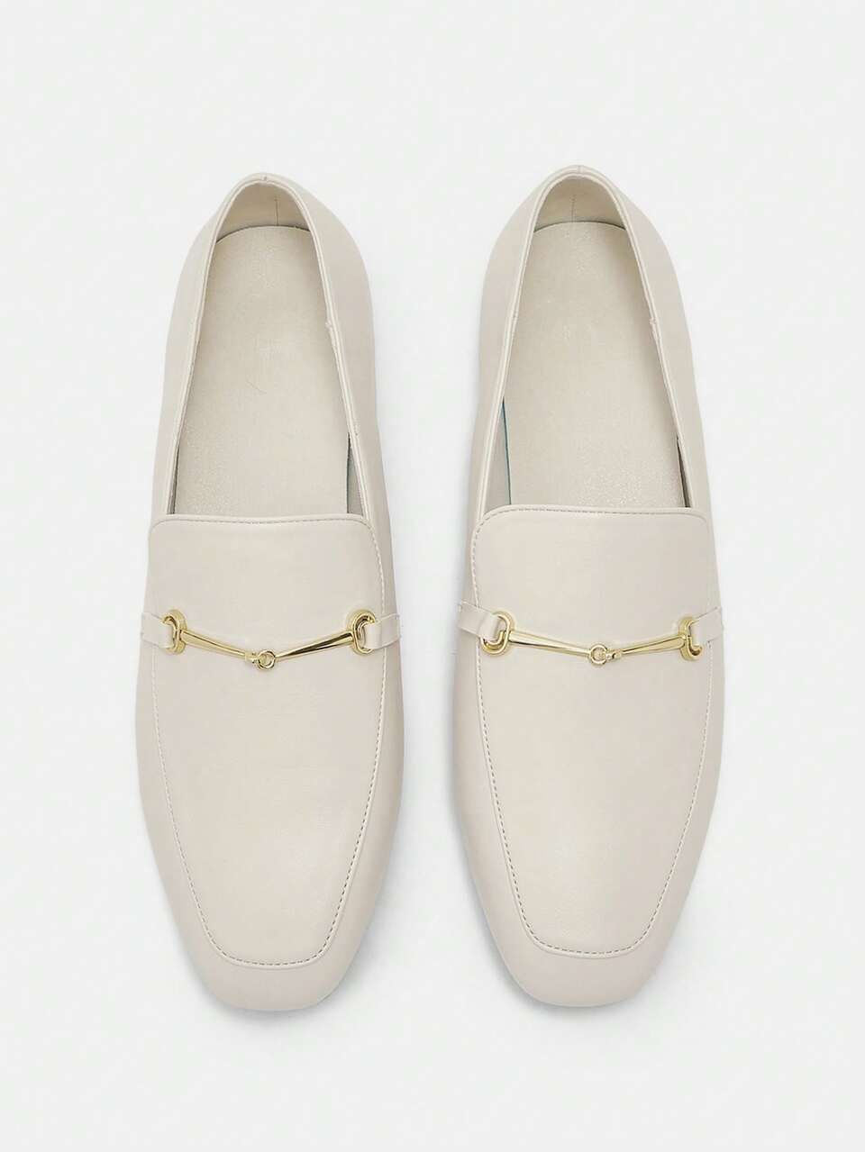 CUCCOO CURVES Women's Wide Fit Square Toe Flat Low Heel Slip-On Loafers, Comfortable & Versatile, Beige, Plus Size For Christmas