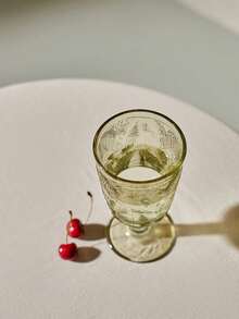 Cirelle Vintage Green Embossed Glass Stemware, Elegant Cocktail & Wine Goblets For Home Bar, Party Supplies, Dinnerware, Unique Gift Idea For Wedding, Holiday Entertaining & Home Decor - emerald green - View 2