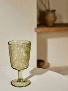 Cirelle Vintage Green Embossed Glass Stemware, Elegant Cocktail & Wine Goblets For Home Bar, Party Supplies, Dinnerware, Unique Gift Idea For Wedding, Holiday Entertaining & Home Decor - emerald green - View 4