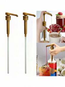 2pcs Jam And Syrup Dispenser Pump, Pressure Pump Head Compatible With Edible Oil, Hand Soap, Bathroom Cleaner, Shower Gel, Cosmetics, Moisturizer, Large Bottle Container Dispenser Pump - Multicolor - View 5