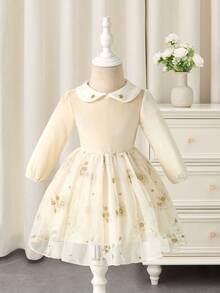 Glamorique Kids Baby Girldress,Wedding,VelvetGown,Birthday Outfits For Baby - Apricot - View 3