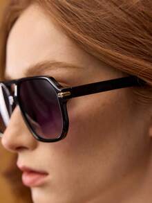 MOTF PREMIUM LEOPARD PRINT AVIATOR RETRO LARGE FRAME FASHION FASHION GLASSES - Black - View 2