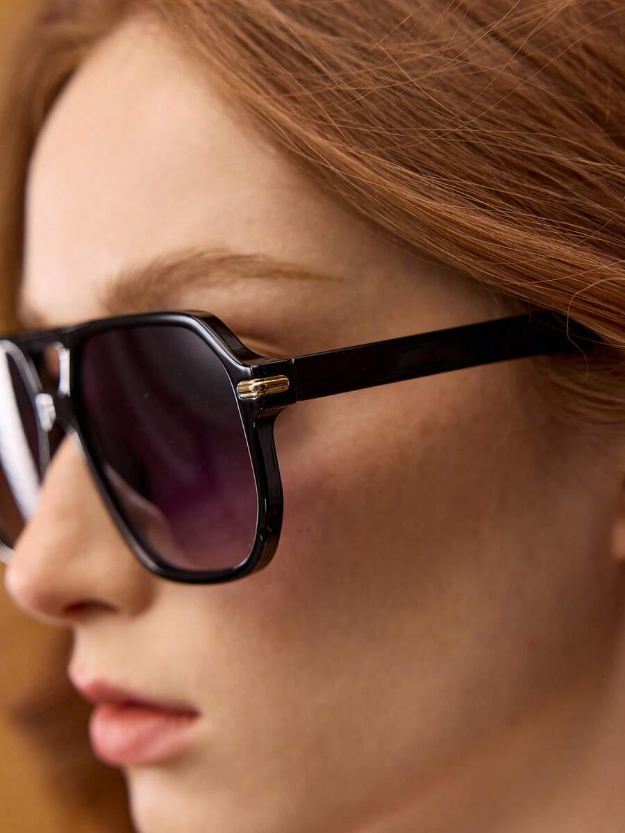 MOTF PREMIUM LEOPARD PRINT AVIATOR RETRO LARGE FRAME FASHION FASHION GLASSES - Black - View 2