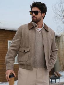 DAZY Men's Thick Twill Fabric Patchwork Collar Design Jacket And Coat, Autumn/Winter - Multicolor - View 5