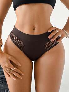 SHEIN Quần lót lọt khe gợi cảm liền mạch 3 chiếc/gói! Thiết kế khoét sâu ở vùng đáy quần, phong cách gợi cảm & quyến rũ, có thể chọn cạp cao hoặc cạp vừa, vừa vặn thoải mái & vô hình - Nhiều màu - Xem 2