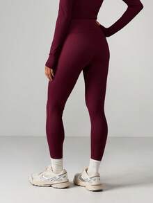 MISSGUIDED 高腰无缝运动紧身裤，适合瑜伽、健身、跑步，弹力全长，女款 - 紅木色 - 查看 2