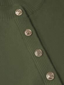 GlowEve Cárdigan corto con cintura ceñida y volantes en el bajo, decoración con botones metálicos únicos, suéter blanco elegante para mujer