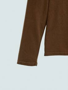 Modcrash 男士复古水洗“返校季”圆领长袖T恤，秋季款 - 咖啡棕 - 查看 4