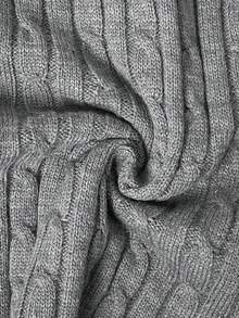 SHEIN EZwear 女士纯色V领长袖简约毛衣，休闲日常穿着，长袖上衣，秋冬季校园上衣 - 灰色 - 查看 7