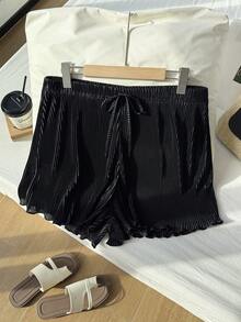 Comfortcana Plus Size Plain Casual Shorts, Fashion & Comfortable For Daily Wear - Black - View 3