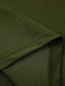 Rovax 女士字母印花休闲百搭圆领长袖T恤 - 軍綠色 - 查看 6