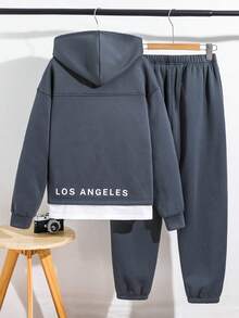 SHEIN 2pcs Teen Boy/Teen Boys Casual Everyday Versatile Comfortable Letter Graphic Pullover Sweatshirt Sweatshirt And Relaxed Fit Jogger Pants Set Suitable For Birthday Parties, Evening Parties, Performances, Weddings, Baptisms, Opening Ceremonies Daily Suitable For Daily Use Suitable For School Suitable For Travel Suitable For Sports Hoodie And Sweatpants Set 2 Piece Teen Boys Hoddie And Sweatpants Boys Autumn Winter Casual Two Piece Set Teen Boy 2 Piece Set Teen Hoodie Set 2 Piece Teen Boys Hoodie A