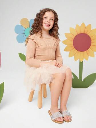 Mini mi Girls' Rhinestone Champagne Slide Sandals – Sparkly, Cute & Comfortable For Any Occasion.