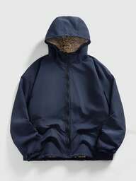 ROMWE MEN Men's Casual Loose Fit Zip-Up Hooded Reversible Jacket