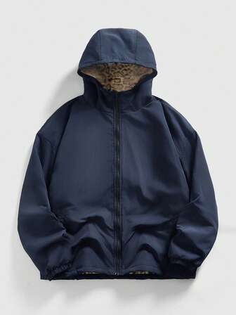 Chaqueta casual y holgada con cremallera y capucha reversible para hombre
