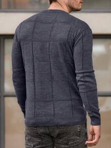 EURMUSE Men Patch Detailed Round Neck Regular Sweater - Navy Blue - View 2