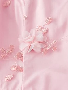 SHEIN MOD 女士优雅刺绣系带露肩中长连衣裙，粉色 - 粉色 - 查看 4