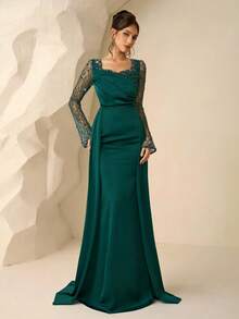 Coutiva Luxury Evening Gown, High-End Formal Dress, Elegant Elegant, Exquisite - Dark Green - View 5