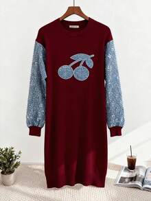 Women Sweater Dresses - Red - View 2