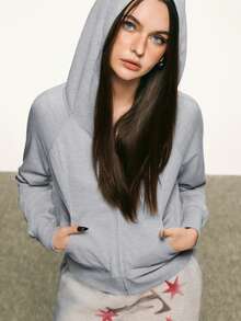 Rina Fox Grey Casual Pullover Sweatshirt, Versatile For Autumn/Winter - Grey - View 5