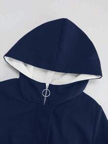 GlowEve Áo khoác parka dài tay màu be, lót vải giữ nhiệt, thắt eo, có mũ, có túi, phong cách Pháp thanh lịch, cổ điển, lịch lãm, thời trang dạo phố, công sở, mùa thu/đông - Màu xanh hải quân - Xem 6