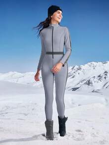 In My Nature 女士撞色拉链时尚长袖连体裤，适合户外穿着 - 淺藍色 - 查看 7