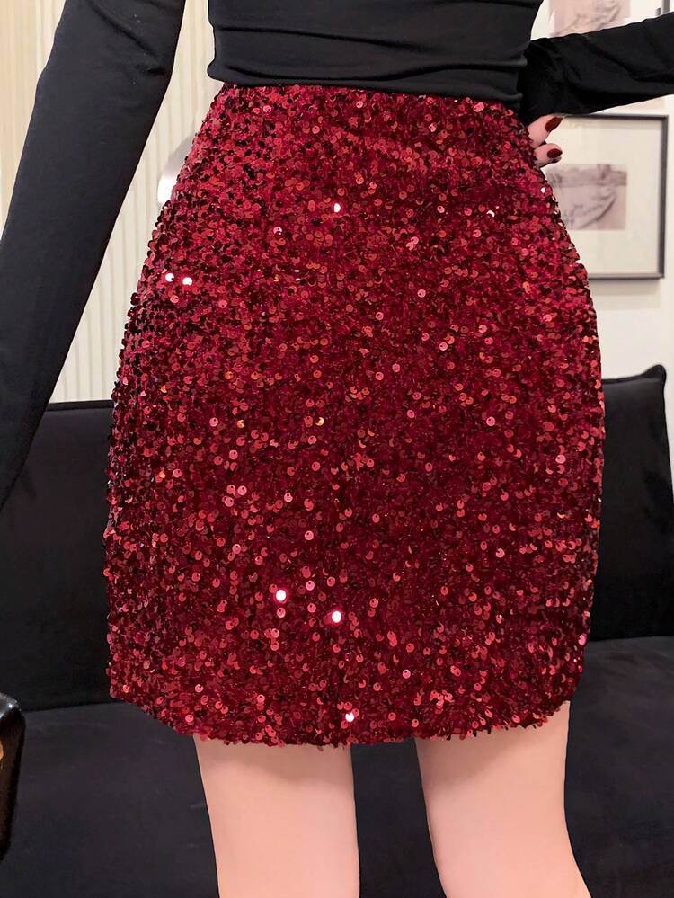 Elegant Red Skirt, Suitable For New Year, Christmas, Wedding, Party, Fashion Design, Spring/Summer/Winter