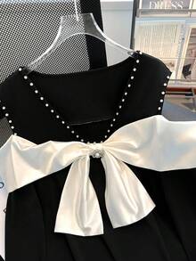 GlowEve CURVE 大码女式优雅奢华拼色衬衫 - 黑色 - 查看 4