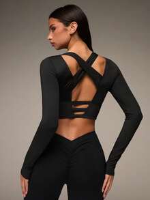 SHEIN BAE Top deportivo de tanque con suavidad y transpirabilidad para entrenamientos - Negro - Ver 2