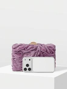 MOTF PREMIUM 女士优雅手拿包，晚宴包，立体网状纹理材质，适合约会派对、情人节等场合 - 紫色 - 查看 4