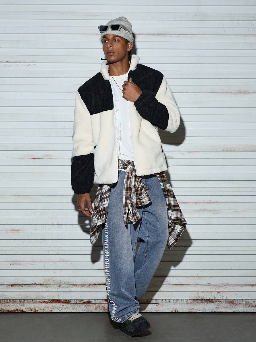 Jeans de corte para hombre, estilo gótico casual con tachuelas, adecuados para uso diario todo el año - Azul - Ver 1