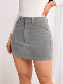 Flexra Women's Casual Solid Color Mini Skirt - Grey - View 4