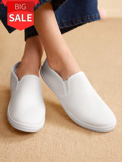 CUCCOO EASI Women's Solid Color Casual Everyday Versatile Flat Canvas Shoes