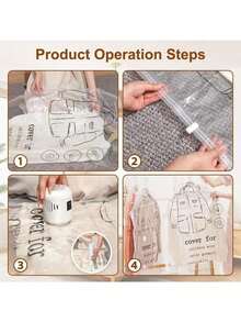 Hanging Vacuum Storage Bags, Large Hanging Space Saver Bags, Hanging Storage Bags For Clothes, Vacuum Sealed For Suits, Dress, Jackets, Closet Organizer For Moving Supplies - Clear - View 7