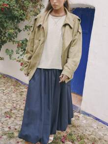 Nöista Áo khoác dáng đứng chất liệu giả da lộn với phom dáng thanh lịch, tinh tế. Lý tưởng cho việc phối đồ trong kỳ nghỉ xuân, đi làm hoặc tạo vẻ ngoài sang trọng cho những ngày cuối tuần. Một chiếc áo khoác đa năng giúp tô điểm thêm vẻ tinh tế cho bất kỳ trang phục nào. - xanh quân đội - Xem 11