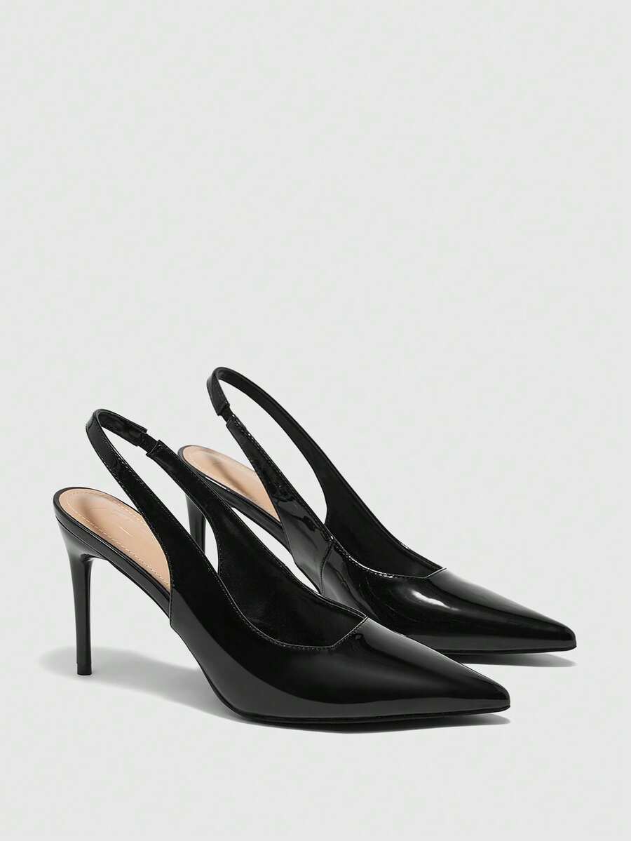 CUCCOO BIZCHIC Zapatos de tacón de punta elegantes para mujeres para ir al trabajo - Negro - Ver 1