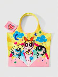 THE POWERPUFF GIRLS X SHEIN 1件装，星月飞天小女警背心包可折叠手提包，适合女性 - 多色1 - 查看 3