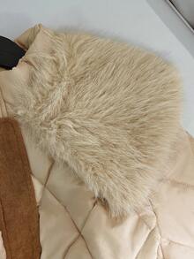 GlowEve 女式菱形图案毛领休闲设计腰部填充大衣，秋冬