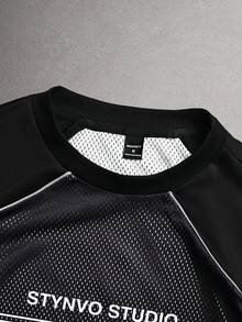 STYNVO 男士街头时尚休闲 #93 图案圆领短袖T恤 数字T恤 街头服饰T恤 男士街头服饰T恤 男士说唱歌手T恤 - 黑色 - 查看 5