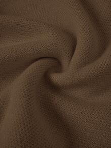 Franclia Femmes Élégant Mode Minimaliste Polyvalent Col Rond Volant Ourlet Taille Ajustée Cardigan Pull, Automne/Hiver - Camel - Voir 4