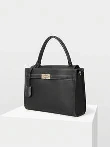 MOTF PREMIUM 女士休闲通勤时尚大容量手提包，情人节礼物，优雅奢华女士包包 - 黑與白 - 查看 3