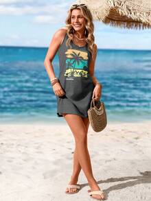 Sylviya Casual And Minimal Sleeveless Dress With Vacation Prints, Suitable For Summer,Summer Dresses For Women Suitable For Going Out Chic Dress