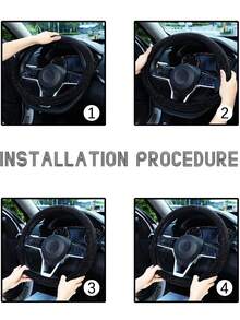 Rhinestone Decor Car Steering Wheel Cover,Car Women Accessories - Black - View 4