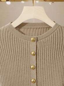 GlowEve Women's Button-Down Asymmetric Hem Cardigan Fall Winter Cloth For Women - Khaki - View 4